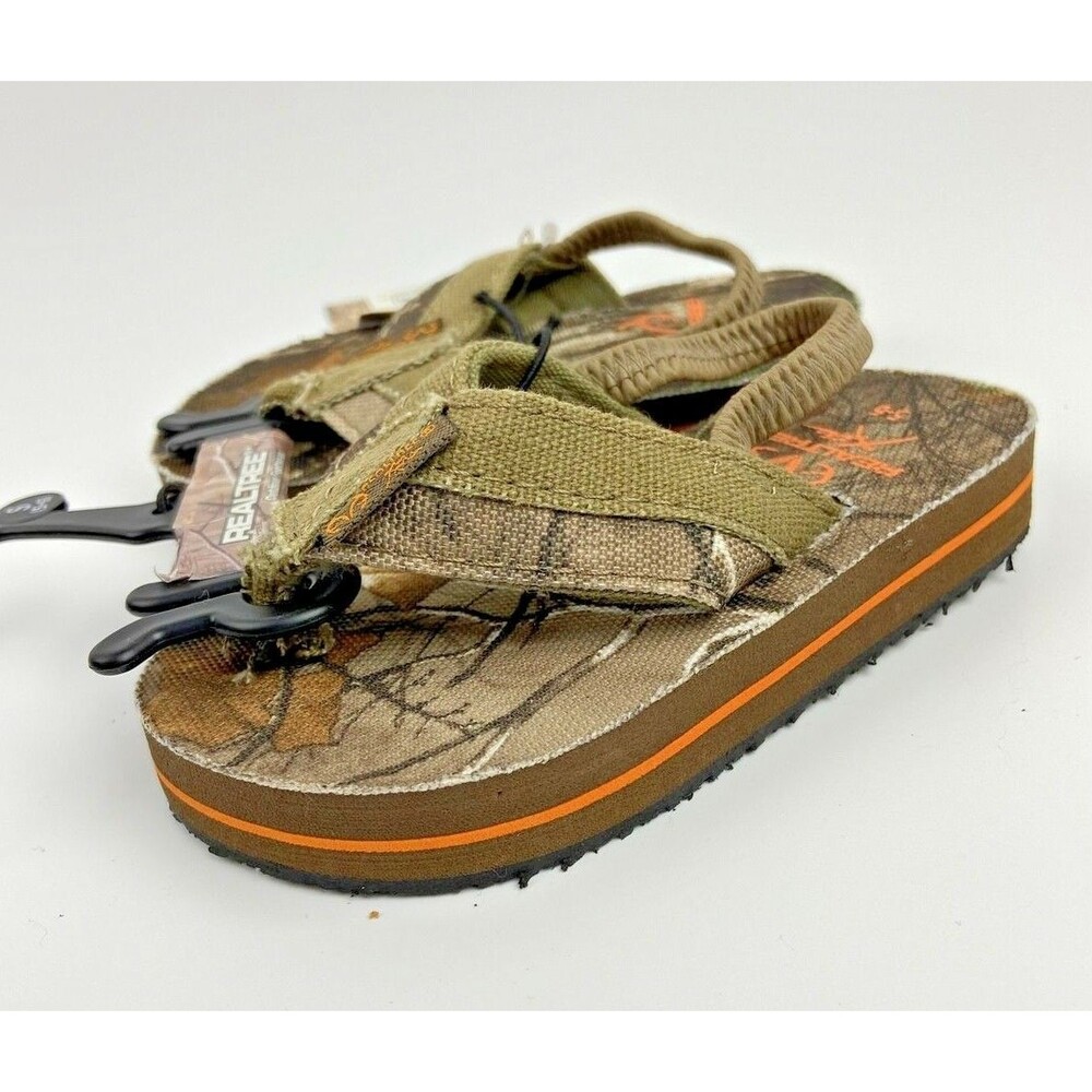 Toddler Size S Realtree Camo Sandals Flip Flop with Heel Strap NEW